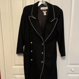 Lillie Rubin exclusive black and gold wool tuxedo coat dress